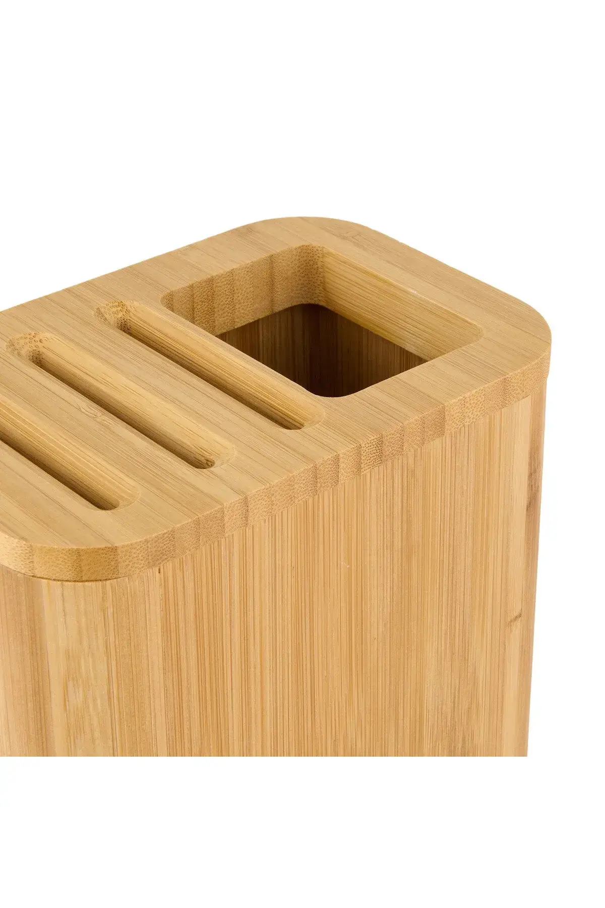 Mien Bambu Bıçak Standı - Kahverengi - 15x10x16,6 cm