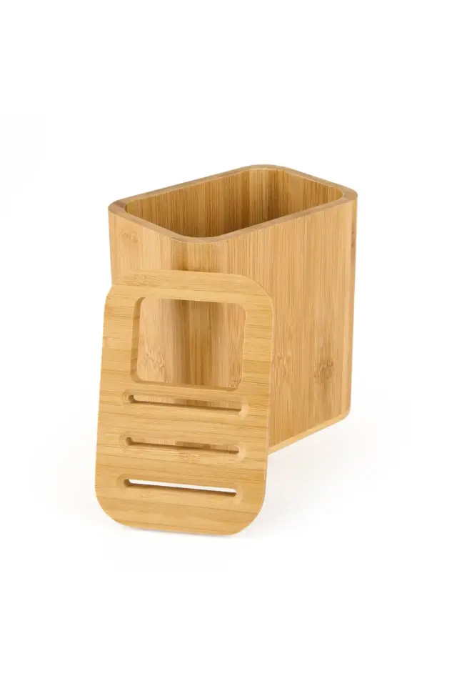 Mien Bambu Bıçak Standı - Kahverengi - 15x10x16,6 cm