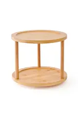 Mien Bambu 2 Katlı Döner Baharat Standı- Beyaz / Bambu - 34,5x20,5 cm