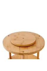 Mien Bambu 2 Katlı Döner Baharat Standı- Beyaz / Bambu - 34,5x20,5 cm