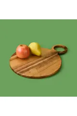 Mien Akasya Yuvarlak Halkalı Kesim Tahtası - Kahverengi - 38x28 cm