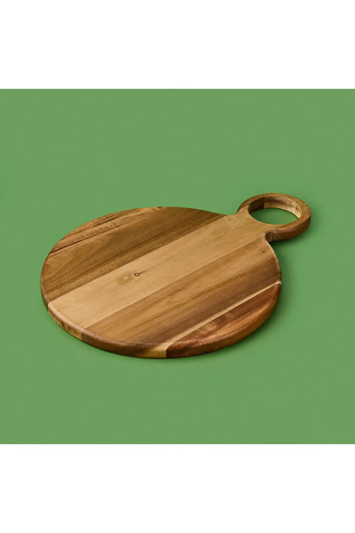 Akasya Yuvarlak Halkalı Kesim Tahtası - Kahverengi - 32x24 cm