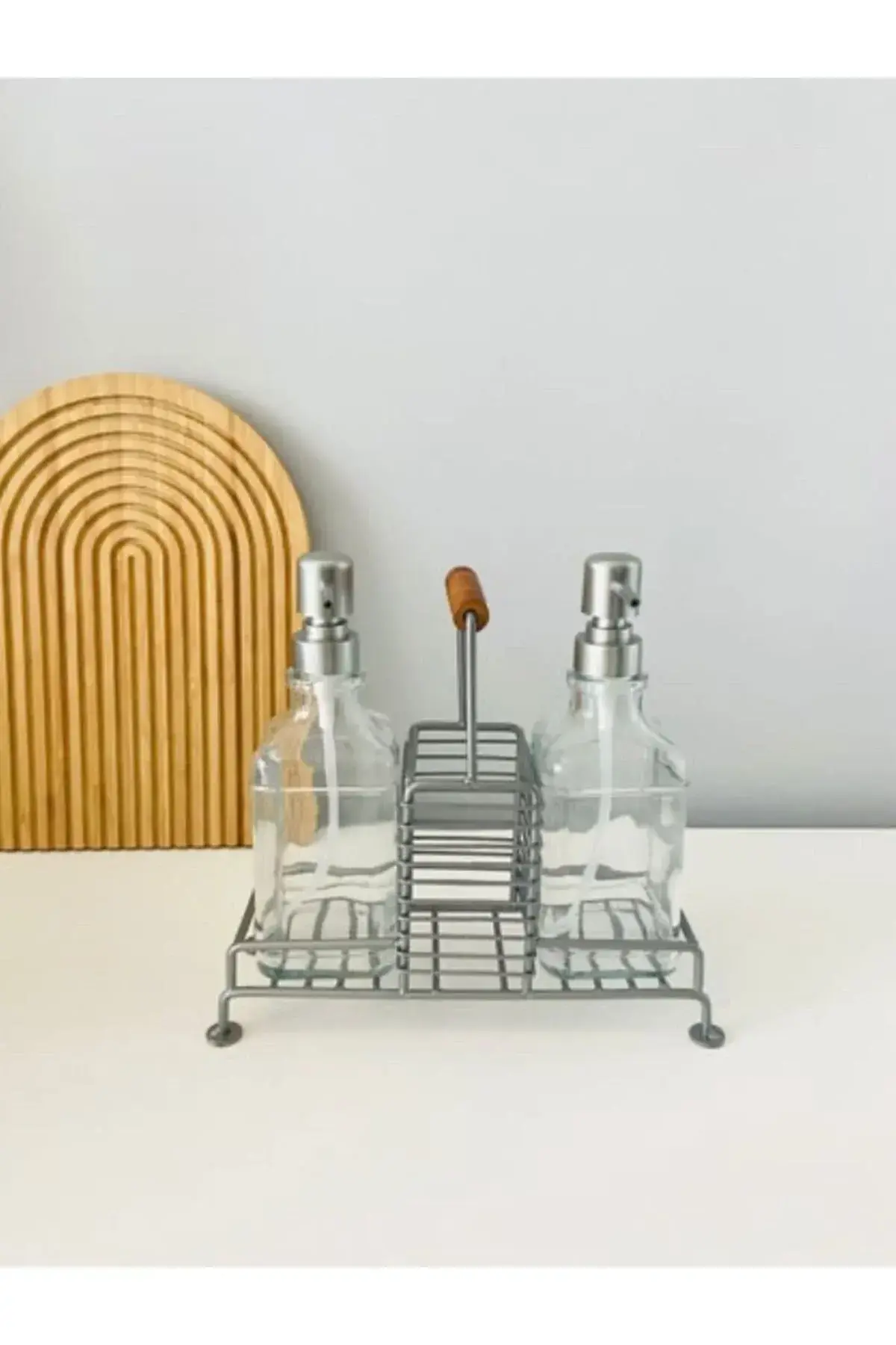 Mien Kulp Detaylı Standlı 2’li Cam Sabunluk Seti Ikili Sabunluk Set Standlı Sabunluk