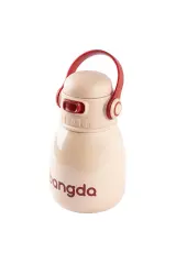 BEJ ÇİFT KATMANLI TUTACAKLI PASLANMAZ ÇELİK ÇOCUK TERMOSU 600ML