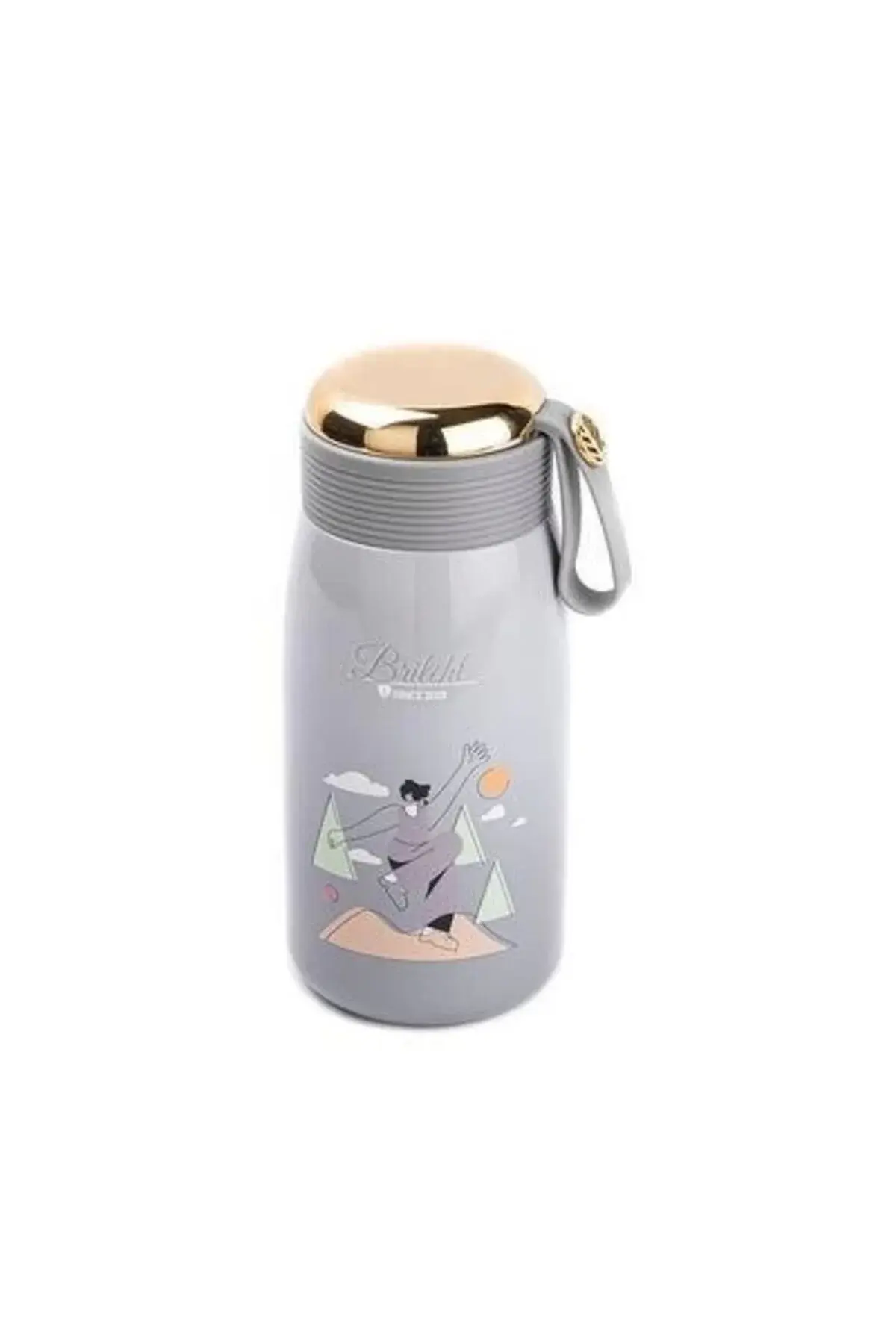 Okadi Gri Desenli Paslanmaz Çelik Termos 320ml