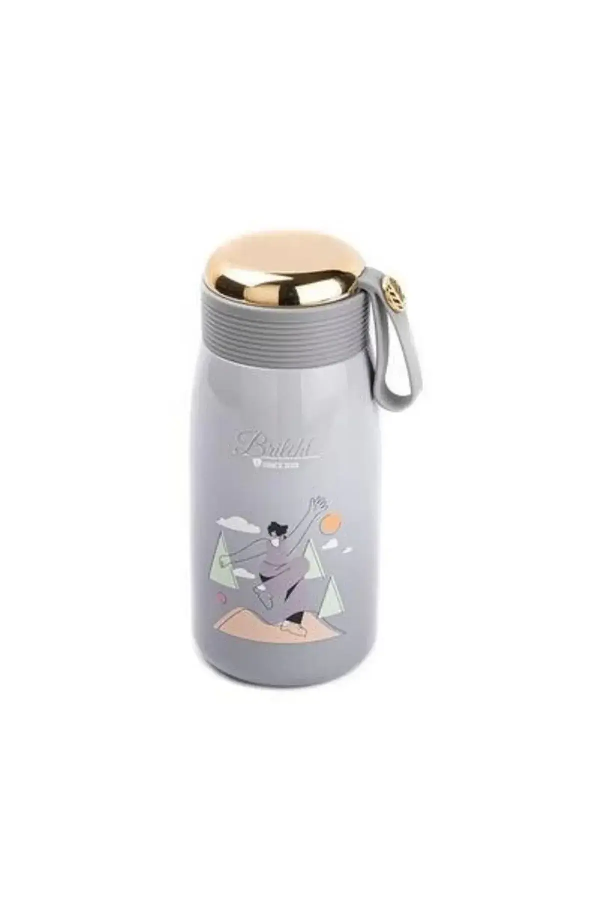 Okadi Gri Desenli Paslanmaz Çelik Termos 320ml