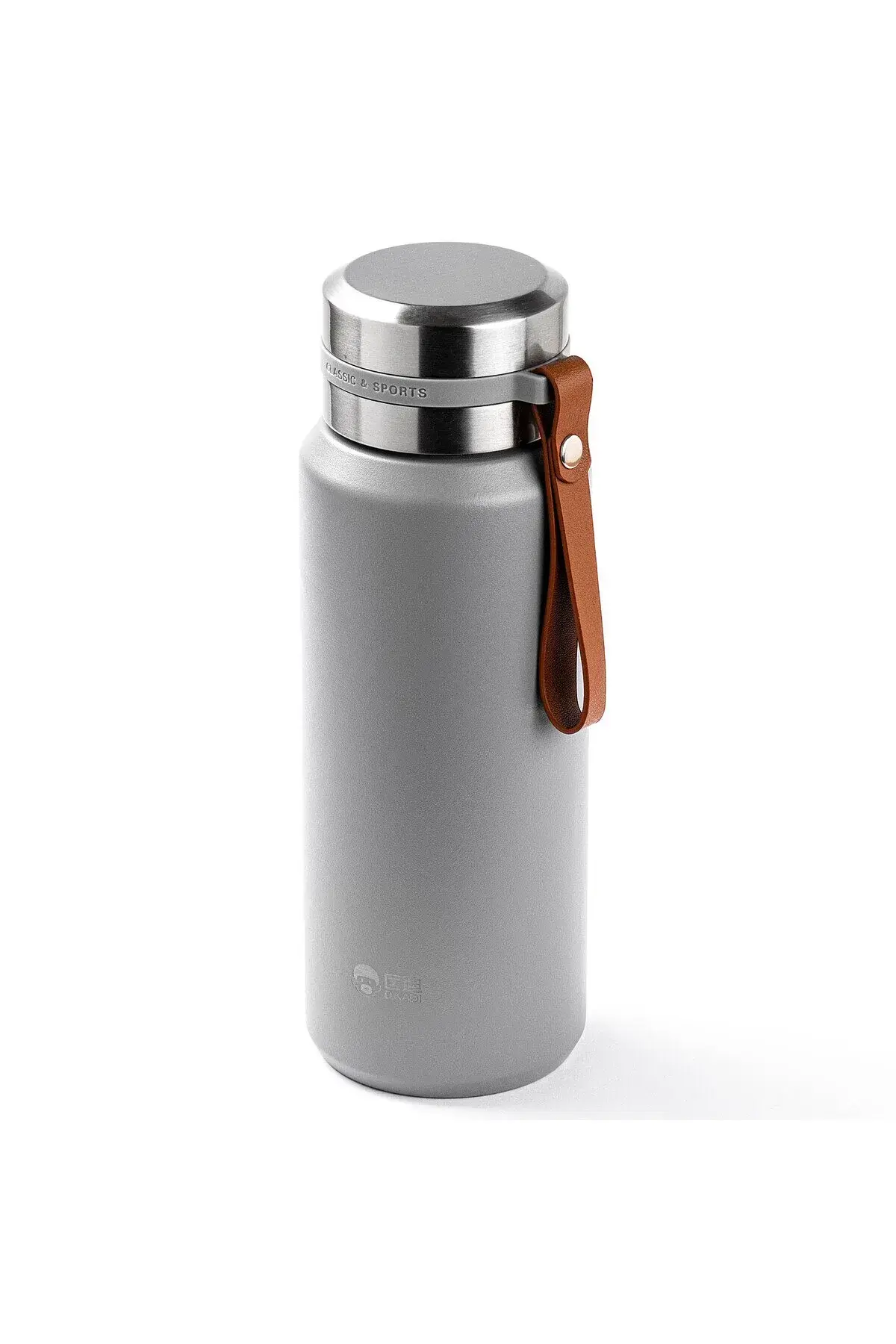 OKADI DERİ ASKILI GRİ PASLANMAZ ÇELİK TERMOS 800ML