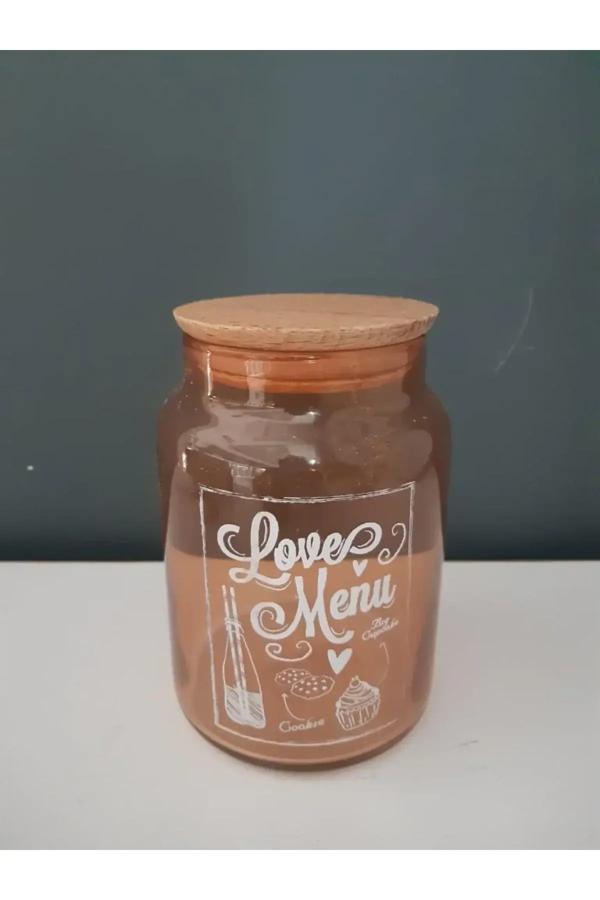 Love Menu Desenli Rose Gold Cam Kavanoz 890 Ml