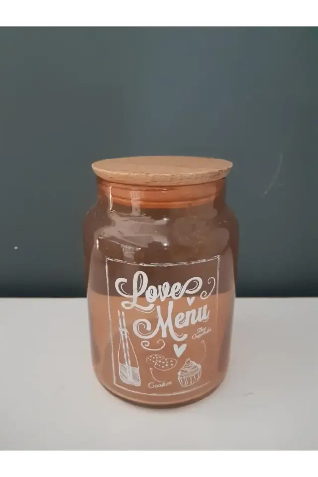 Love Menu Desenli Rose Gold Cam Kavanoz 890 Ml