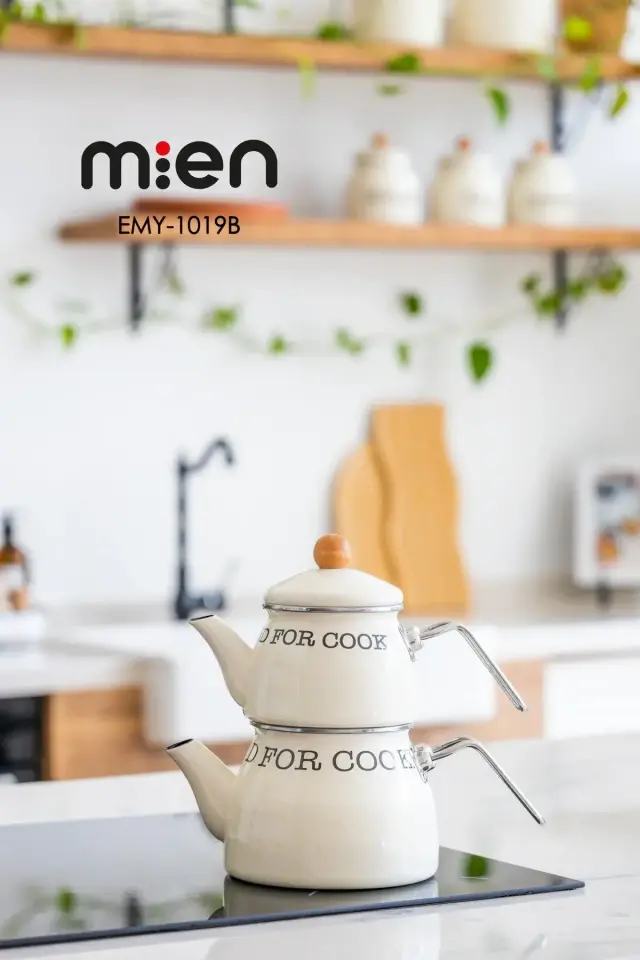 Mien Emaye Fildişi Çaydanlık