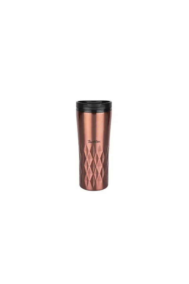 Pembe Rose Gold Yıldız Desenli Paslanmaz Çelik Termos Bardak 470ml