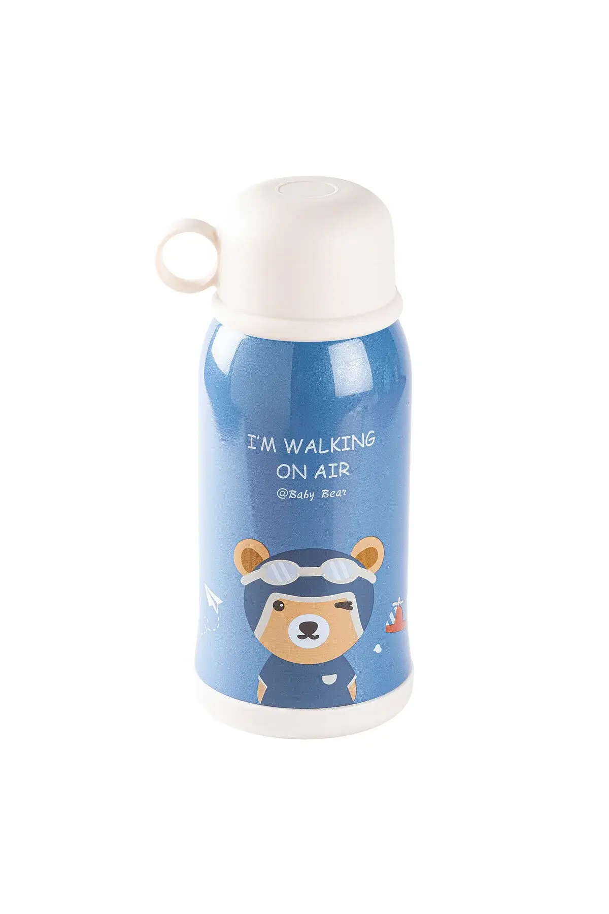 KAKE MAVİ AYICIK DESENLİ ÇİFT KAPAKLI ÇOCUK TERMOSU 600ML