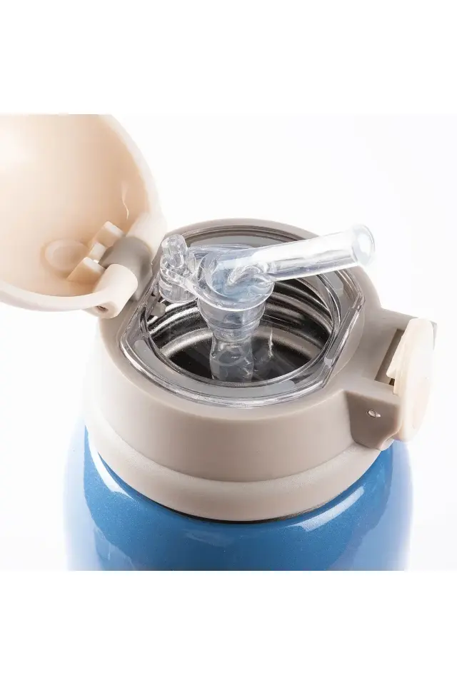 KAKE MAVİ AYICIK DESENLİ ÇİFT KAPAKLI ÇOCUK TERMOSU 600ML