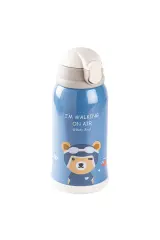 KAKE MAVİ AYICIK DESENLİ ÇİFT KAPAKLI ÇOCUK TERMOSU 600ML