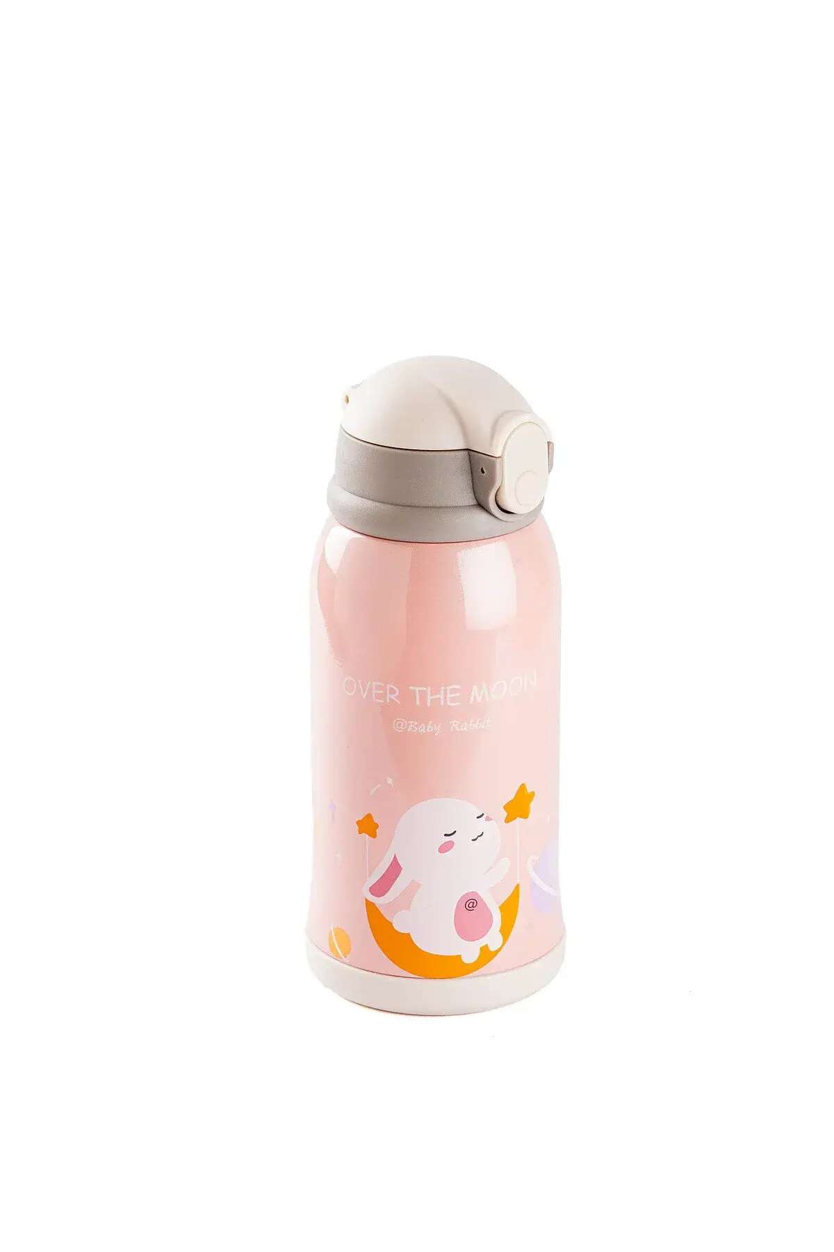 KAKE PEMBE TAVŞAN DESENLİ ÇİFT KAPAKLI ÇOCUK TERMOSU 600ML