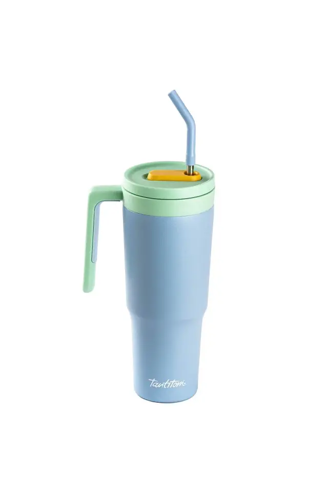 020-01-MAVİ PİPETLİ PASLANMAZ ÇELİK TERMOS BARDAK 1.2L