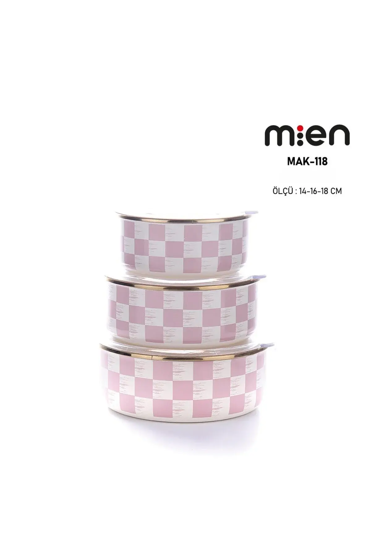 Mien Dama Dekor Vakumlu Emaye Saklama Kabı 14-16-18cm