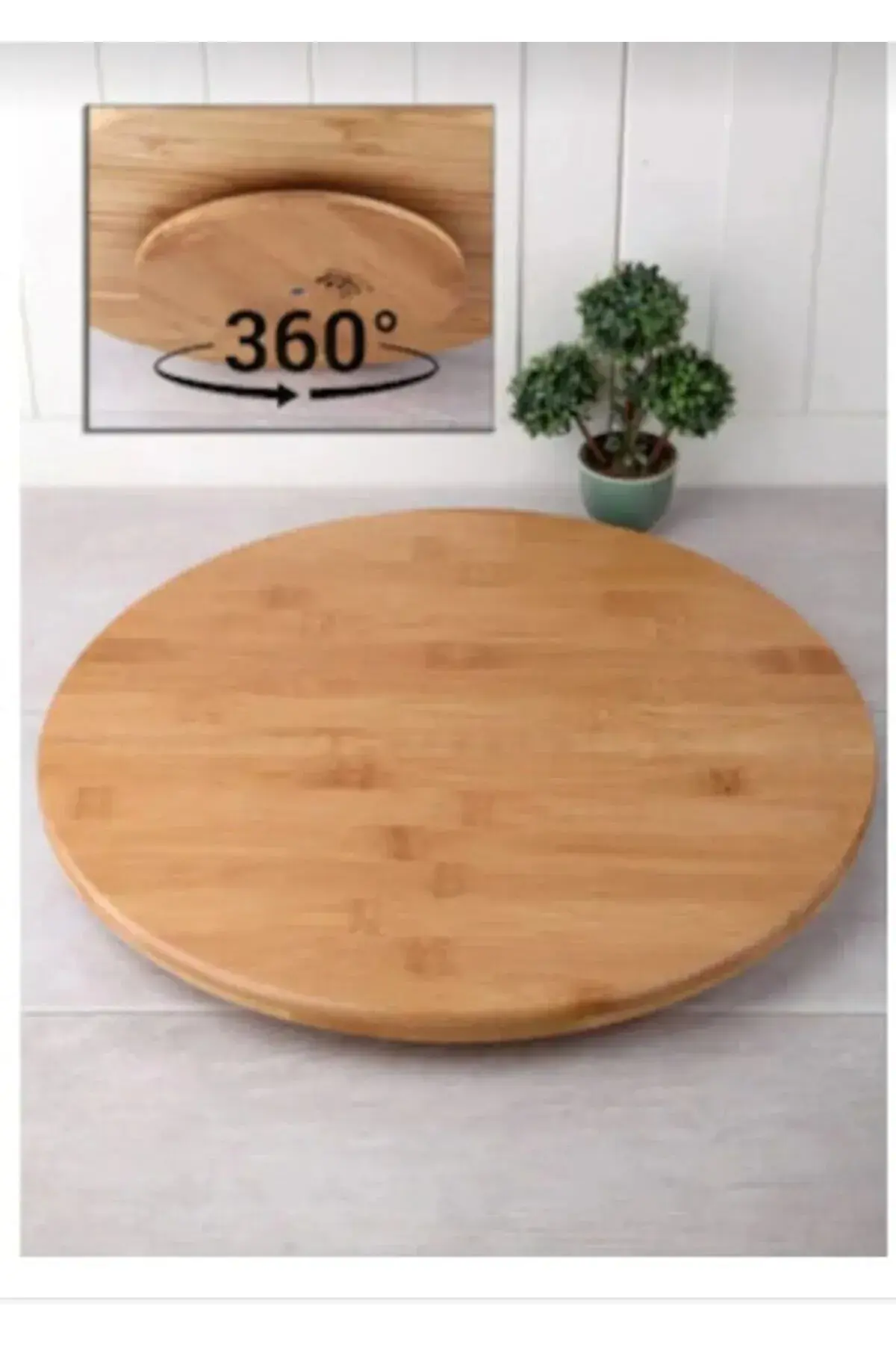 Bambu Düz Döner Sunumluk&tepsi,Pizza Servis Sunum Tabağı 31 Cm