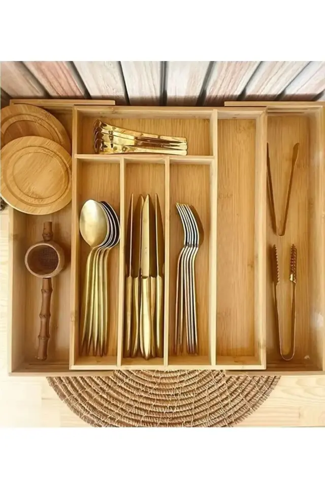 Bambu Ayarlanabilir Çekmece Içi Ölçü Ayarlı Kaşıklık