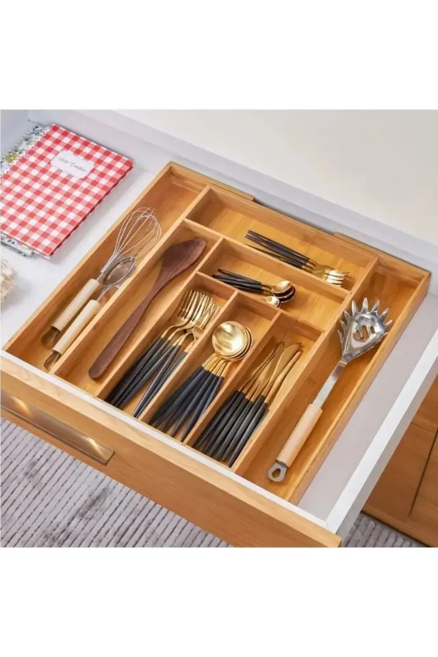 Bambu Ayarlanabilir Çekmece Içi Ölçü Ayarlı Kaşıklık