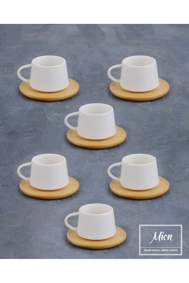 Mien 6 Kişilik Bambu Tabaklı Fincan Seti