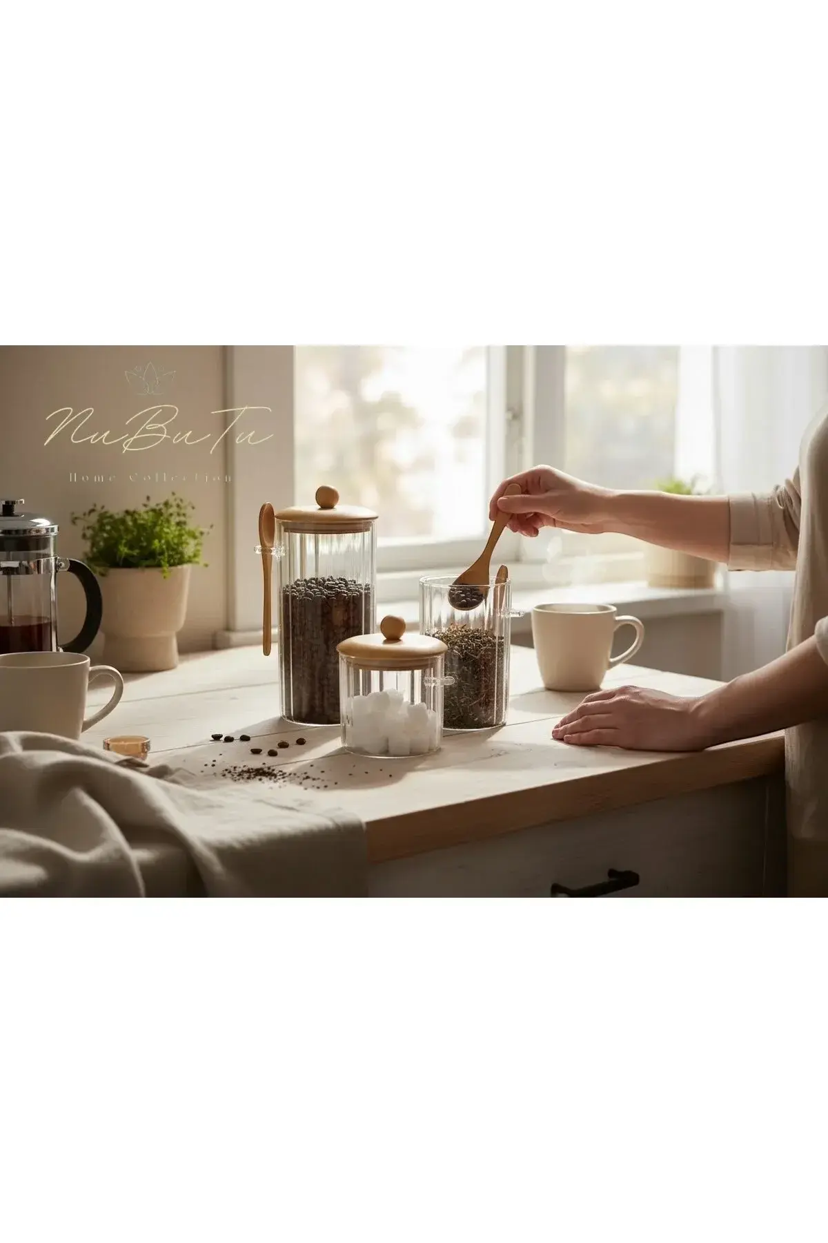 Kaşıklı Cam Kavanoz seti Vakumlu Kapak 650,1000,1350 ml 3 adet KAVANOZ