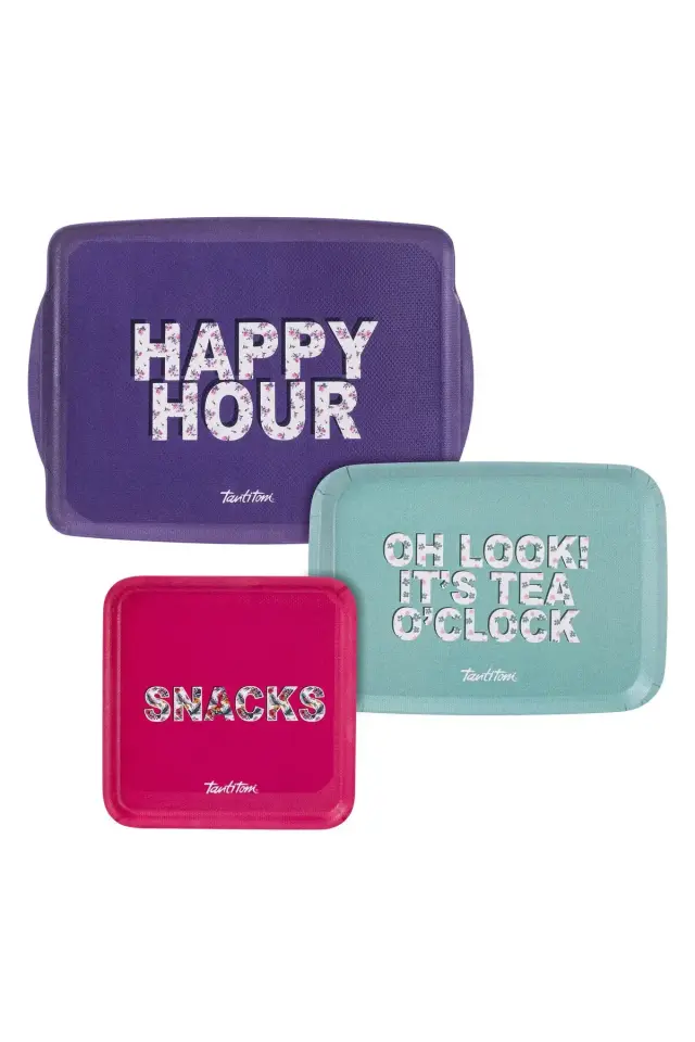 008-01-MELAMİN YAZI DESENLİ 3LÜ KAYDIRMAZ TEPSİ 25-36-43CM