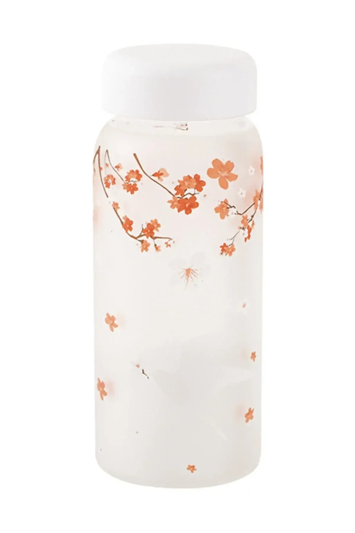 Sakura Desenli Buzlu Camlı Borosilikat Şişe - 280 Ml