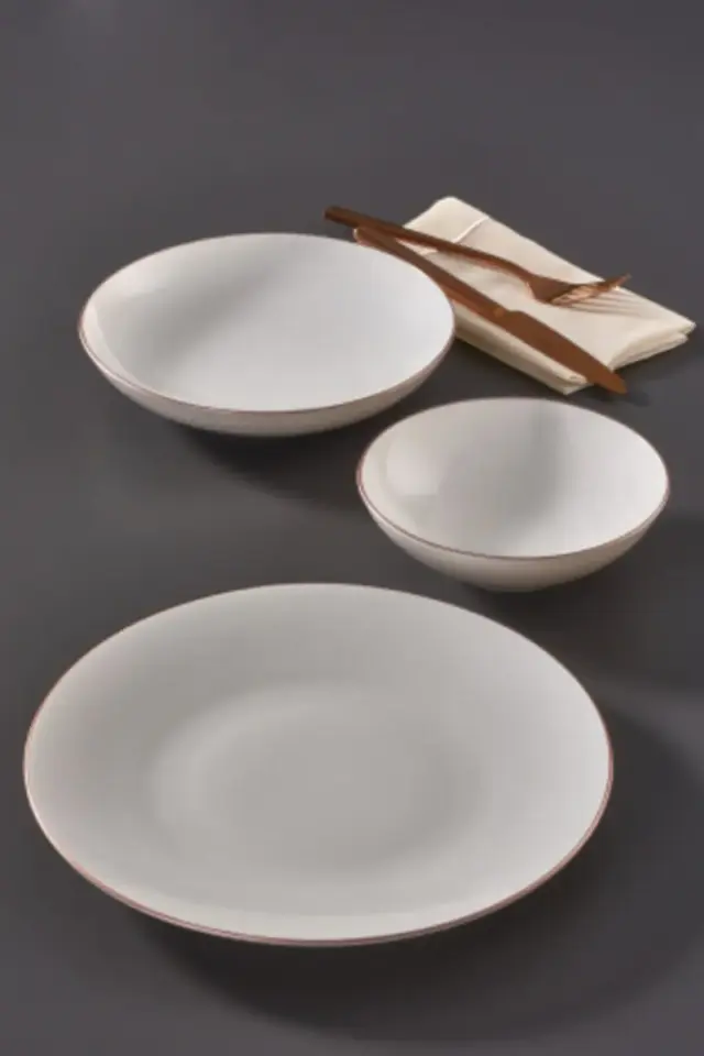 Atina 18 Parça 6 Kişilik Bone Yemek Takımı Cooper Bakır