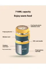 TANTİTONİ PEMBE PASLANMAZ ÇELİK YUVARLAK 2 KATLI PEMBE-YEŞİL PLASTİK KAŞIKLI YEMEK TAŞIMA KABI 710ML