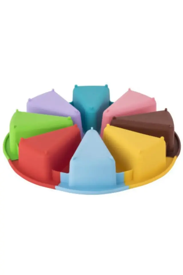 Silikon Karışık Renkli Dilimli Yuvarlak Kek Kalıbı 27x2 cm