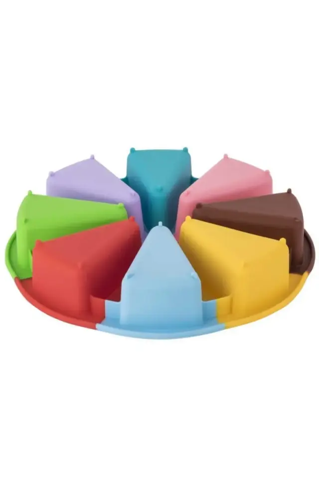 Silikon Karışık Renkli Dilimli Yuvarlak Kek Kalıbı 27x2 cm