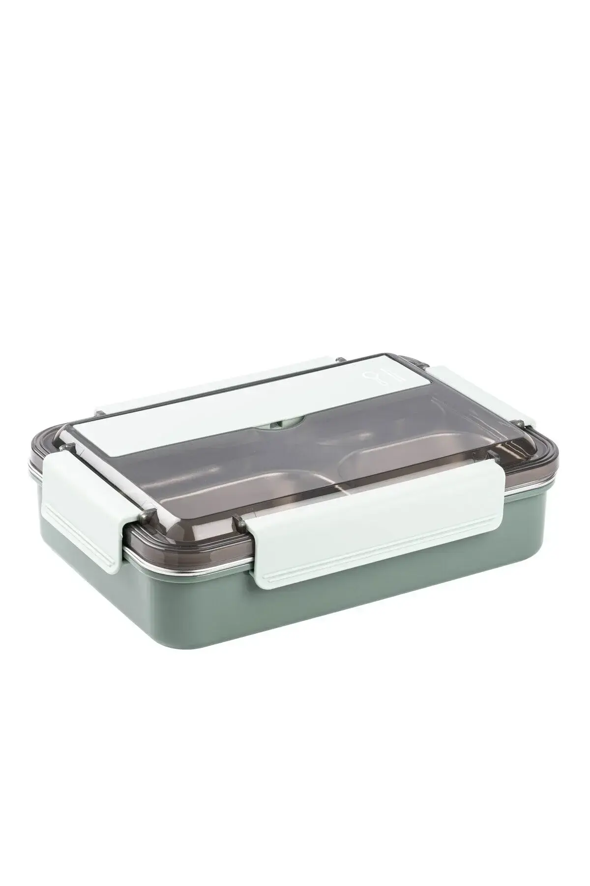 TEDEMEI YEŞİL PASLANMAZ ÇELİK KAŞIK VE CHOPSTICKLİ YEMEK TAŞIMA KABI 1L