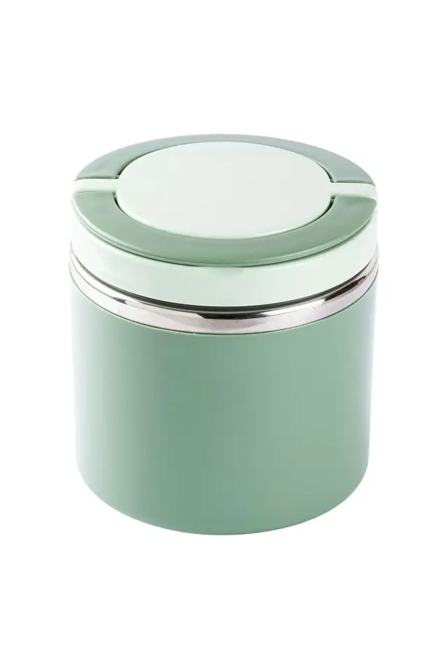024-01-TEDEMEI YEŞİL PASLANMAZ ÇELİK 2 KATLI YUVARLAK YEMEK TAŞIMA KABI 930ML