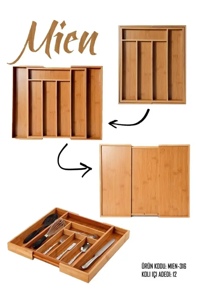 Bambu Ayarlanabilir Çekmece Içi Ölçü Ayarlı Kaşıklık 5-7 Bölmeli Fma896796