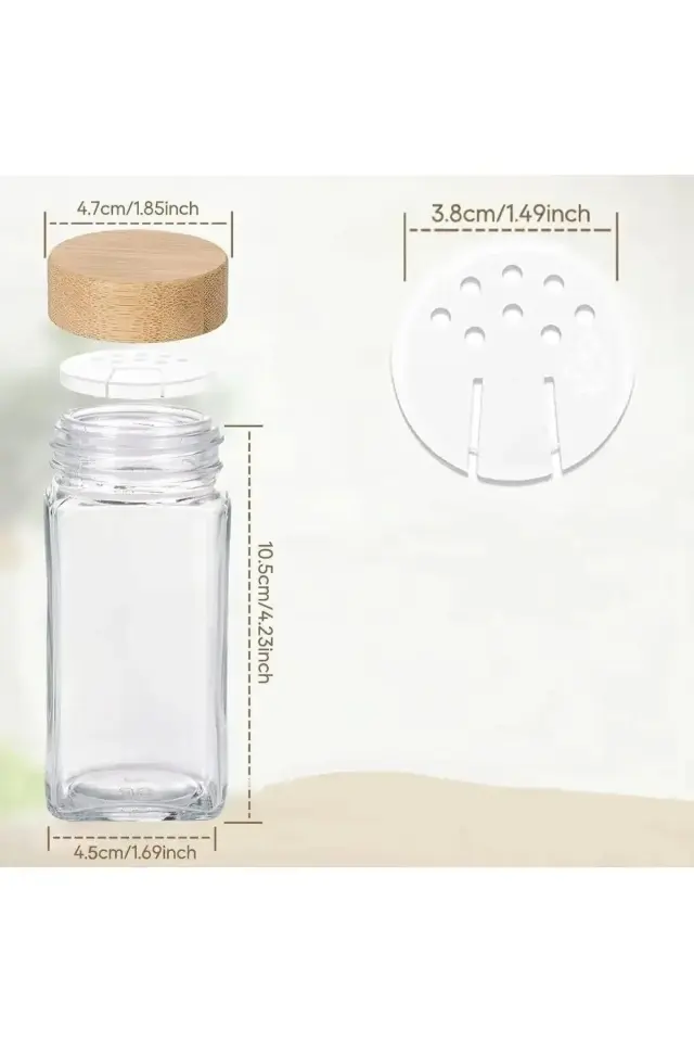 6'lı Akasya Baharatlık Takım , Cam ve Akasya baharatlık Seti