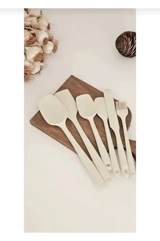 6'lı Silikon Isıya Dayanıklı Krem Mutfak Seti