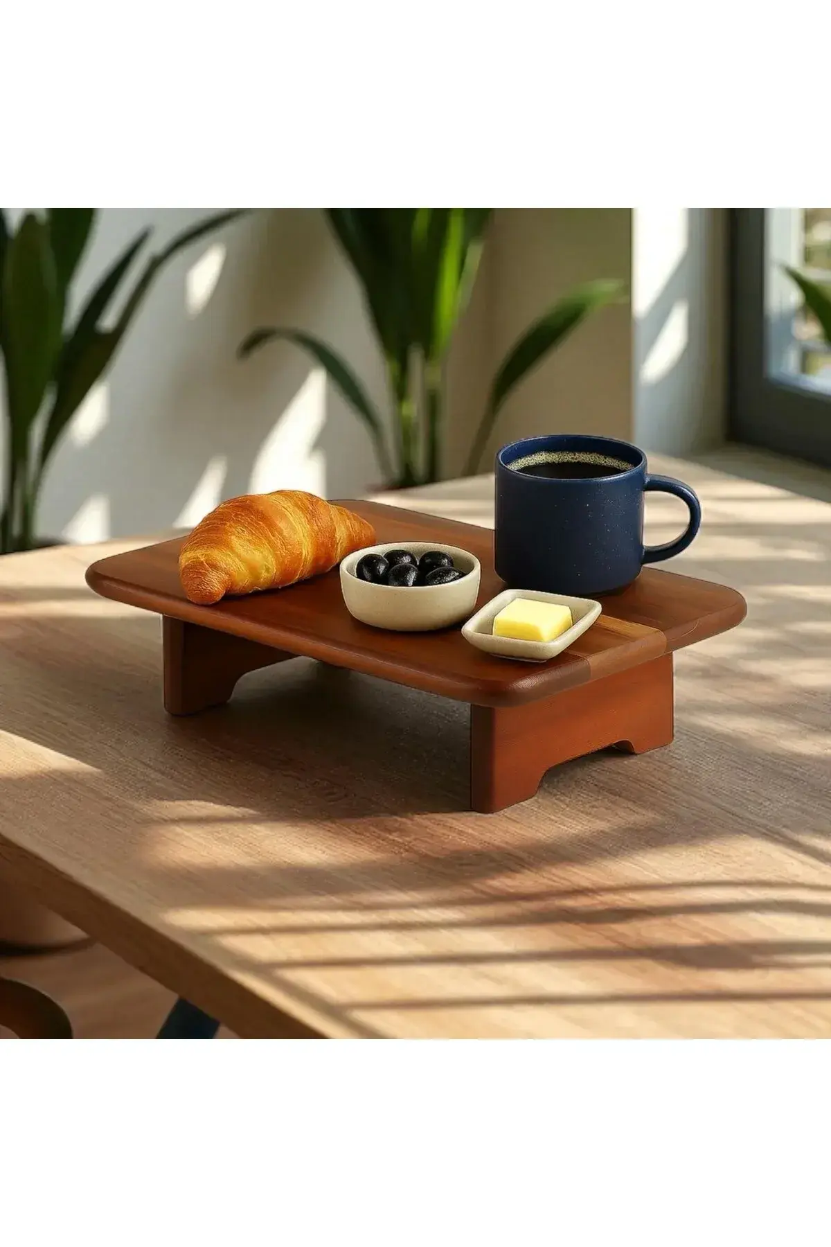 Nubutu Ayaklı Akasya Sunumluk , Akasya ayaklı kesme tahtası,Doğal Dikdörtgen Akasya Sunumluk 35x22x8