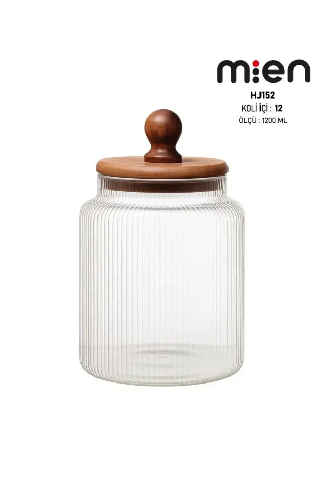 Akasya Ball Cam Kavanoz-1200ml , Cam Akasya Kapaklı Kavanoz,Çok Amaçlı Kavanoz