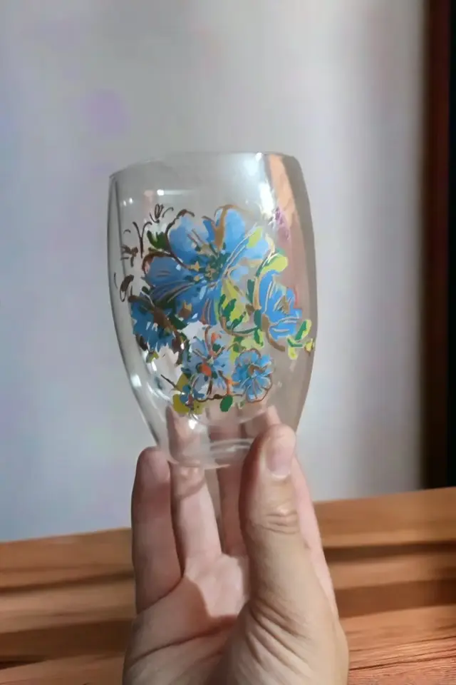 Çift Cıdarlı Desenli Meşrubat Bardağı , Desenli Su Bardağı 300 ml