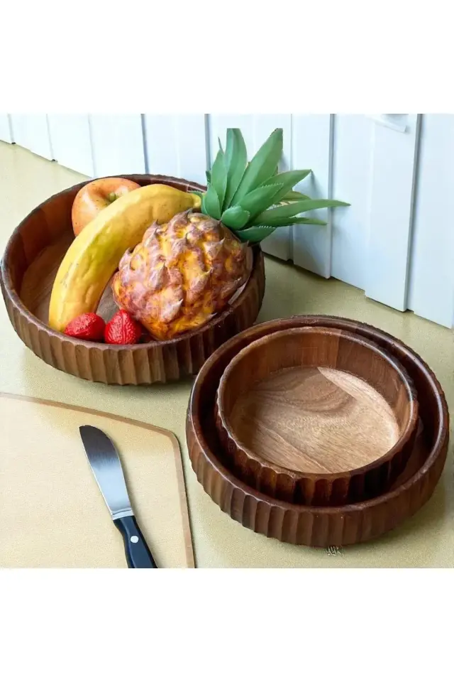 Curve 22-19-15 cm Akasya Kase 3'lü Set