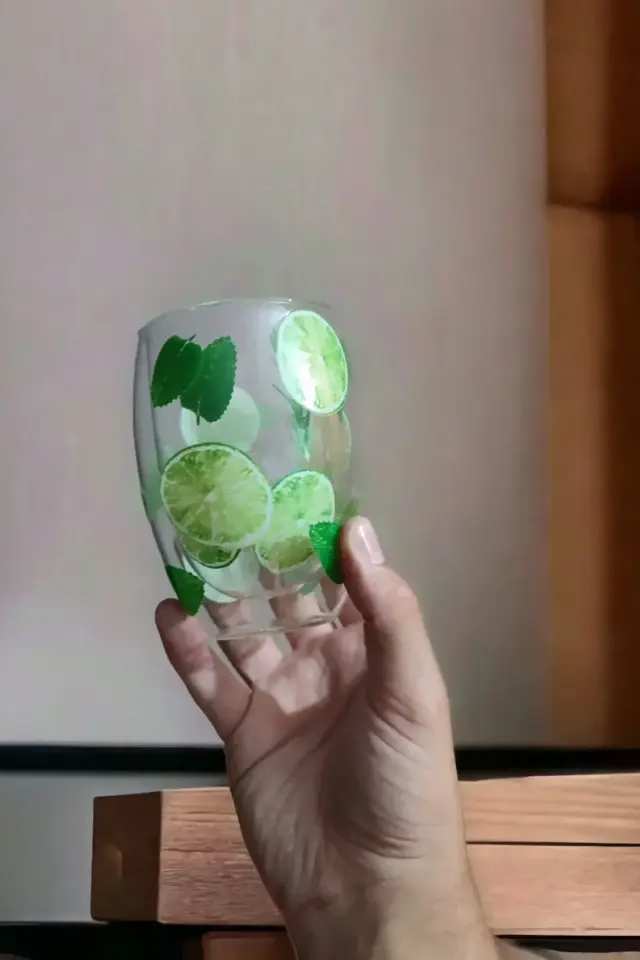 Çift Cıdarlı Desenli Meşrubat Bardağı , Desenli Su Bardağı 300 ml