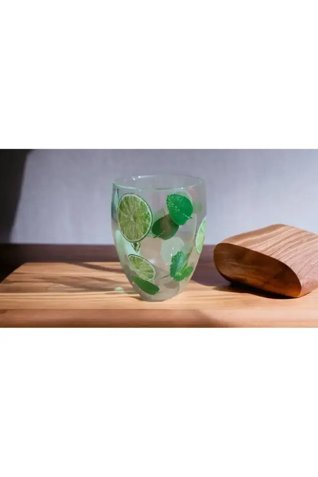 Çift Cıdarlı Desenli Meşrubat Bardağı , Desenli Su Bardağı 300 ml