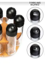 Sofia 6'lı Dönen baharatlık , Ahşap standlı 360 dönen baharatlık seti