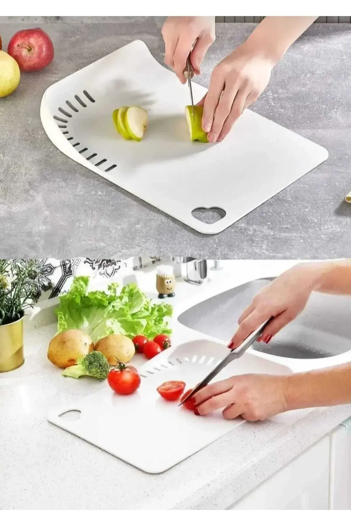 Süzgeçli Modern Kesim Tahtası Panosu Doğrama Tahtası Çizilmez Kırılmaz Esnek,kesme Tahtası