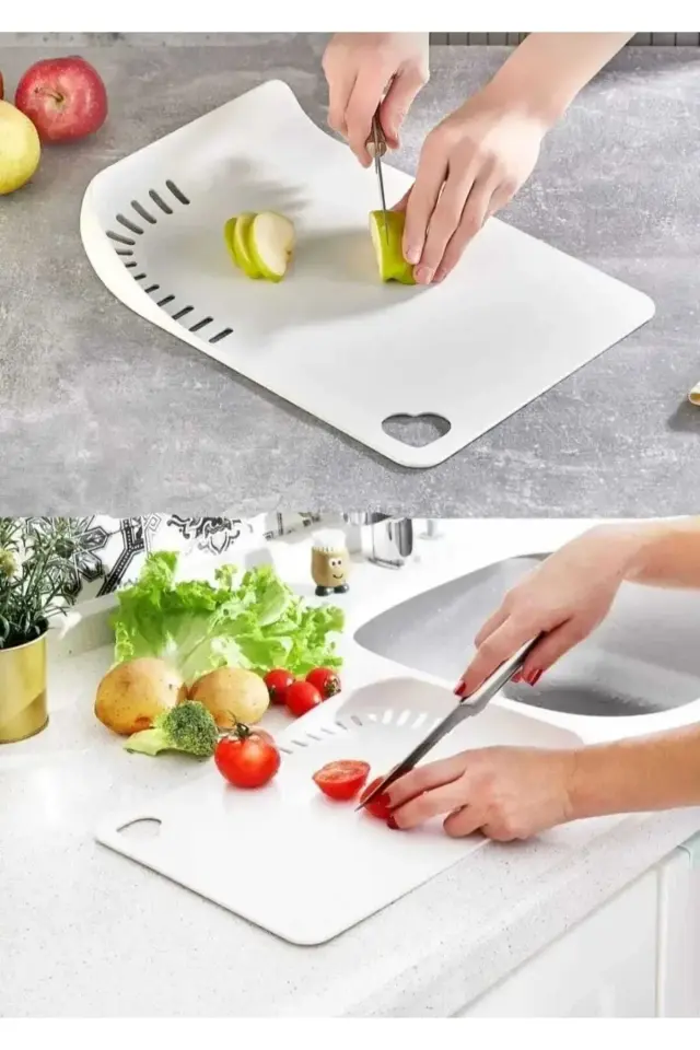 Süzgeçli Modern Kesim Tahtası Panosu Doğrama Tahtası Çizilmez Kırılmaz Esnek,kesme Tahtası