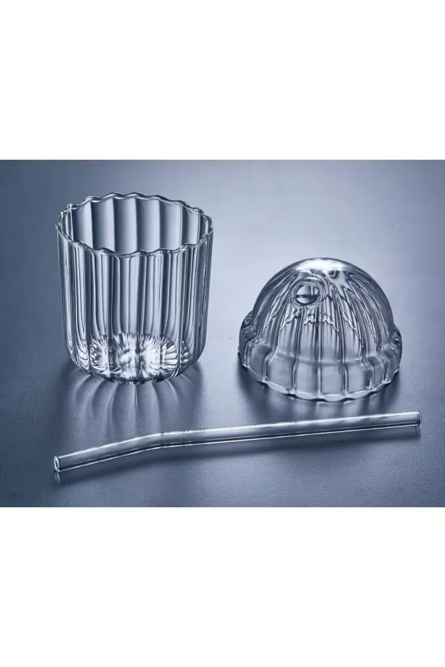 Cam Oval Kapaklı Isıya Dayanıklı Pinterest Bardak | Kahve Ve Sunum Bardağı| 350ml,Pipetli bardak