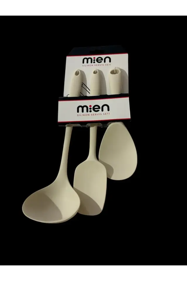 3^lü Krem Slikon servis seti,kepçe,spatula kaşık set