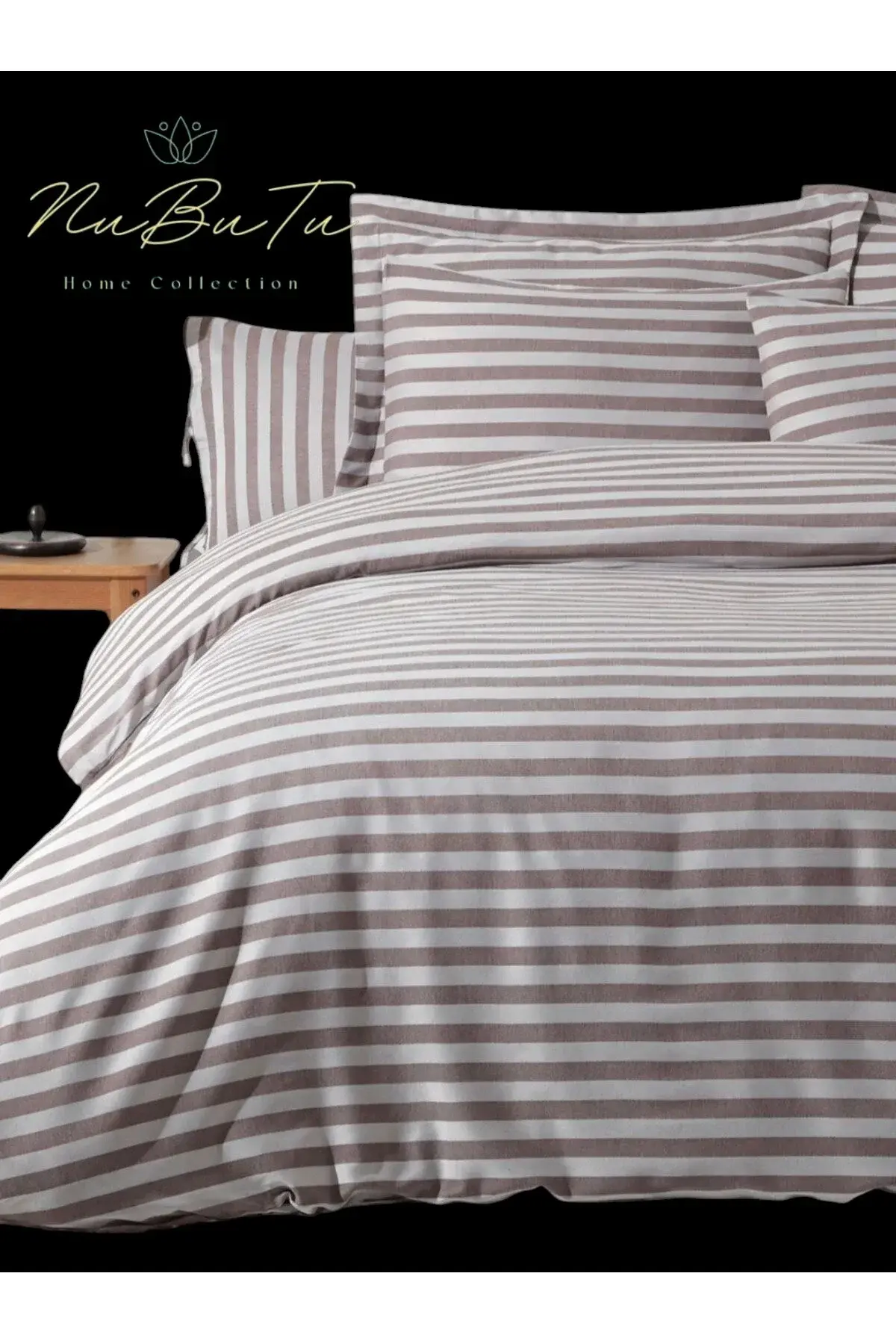 Pamuk Saten Tek  Kişilik Çarşaflı lastikli Nevresim Takımı ,Çizgili Renkli Saten Nevresim