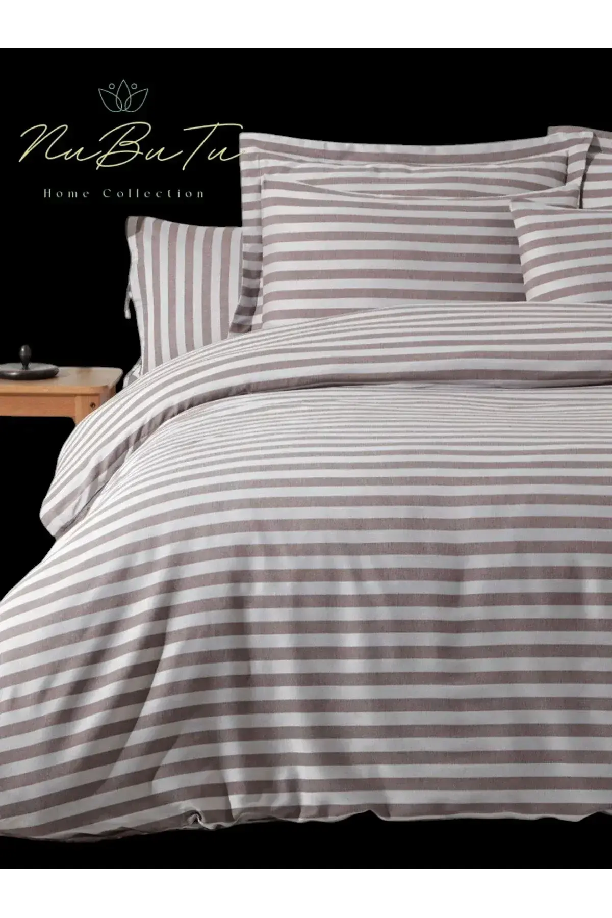Pamuk Saten Tek  Kişilik Çarşaflı lastikli Nevresim Takımı ,Çizgili Renkli Saten Nevresim